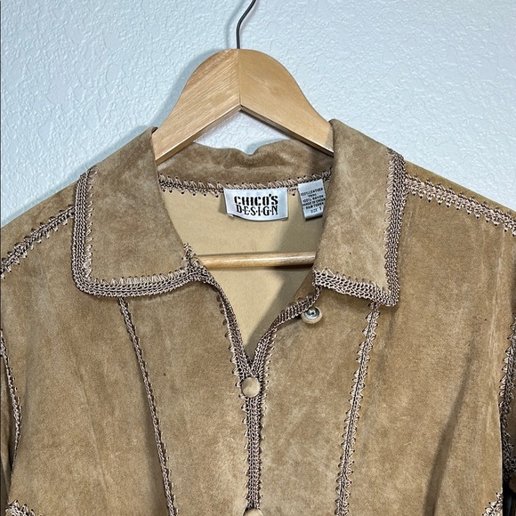 Chicos Tan Leather Women's Jacket M - Picture 6 of 9